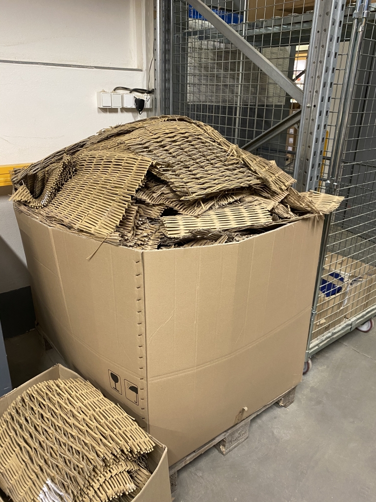A cardboard shredder in which old boxes can be reused for packing