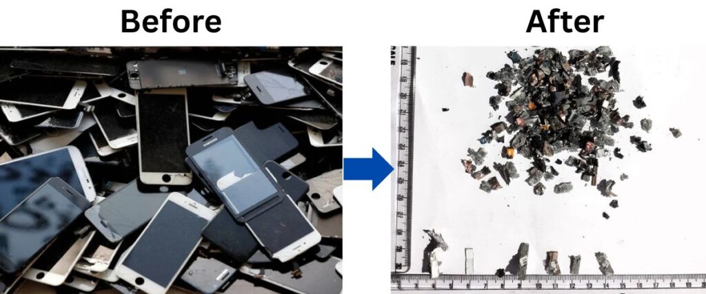 mobile phone shredded materials