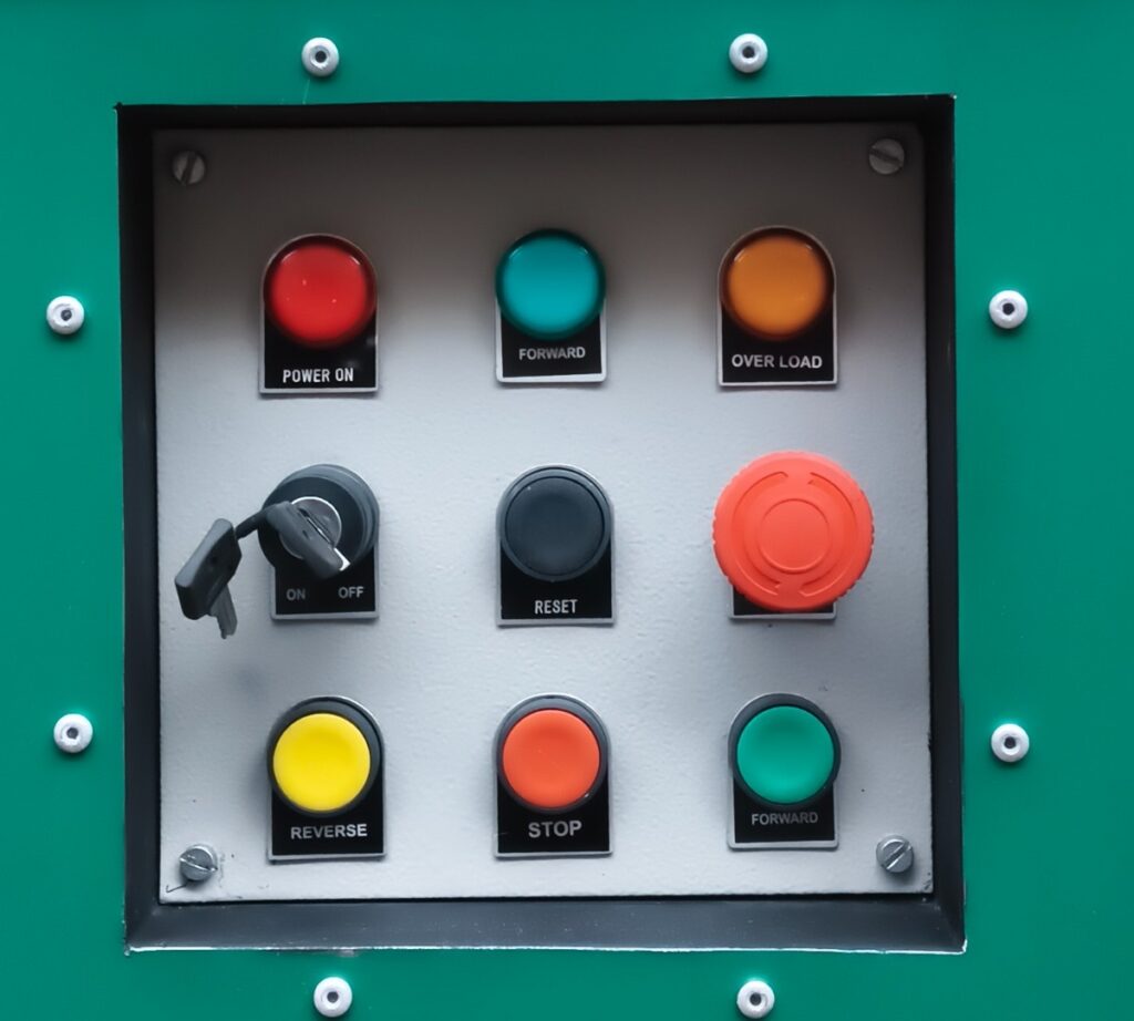 control panel of cardboard shredder